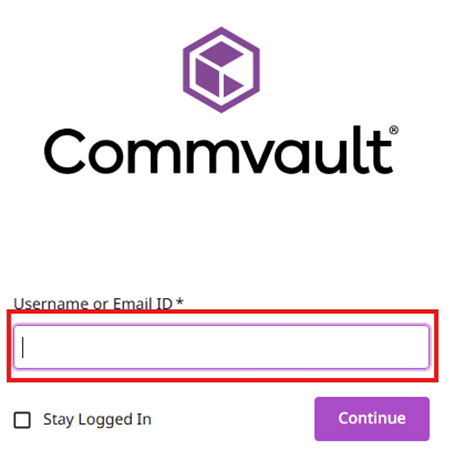 Commvault-Anmeldemaske