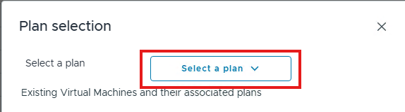 Dropdown-Menü zur Auswahl eines Backup-Plans