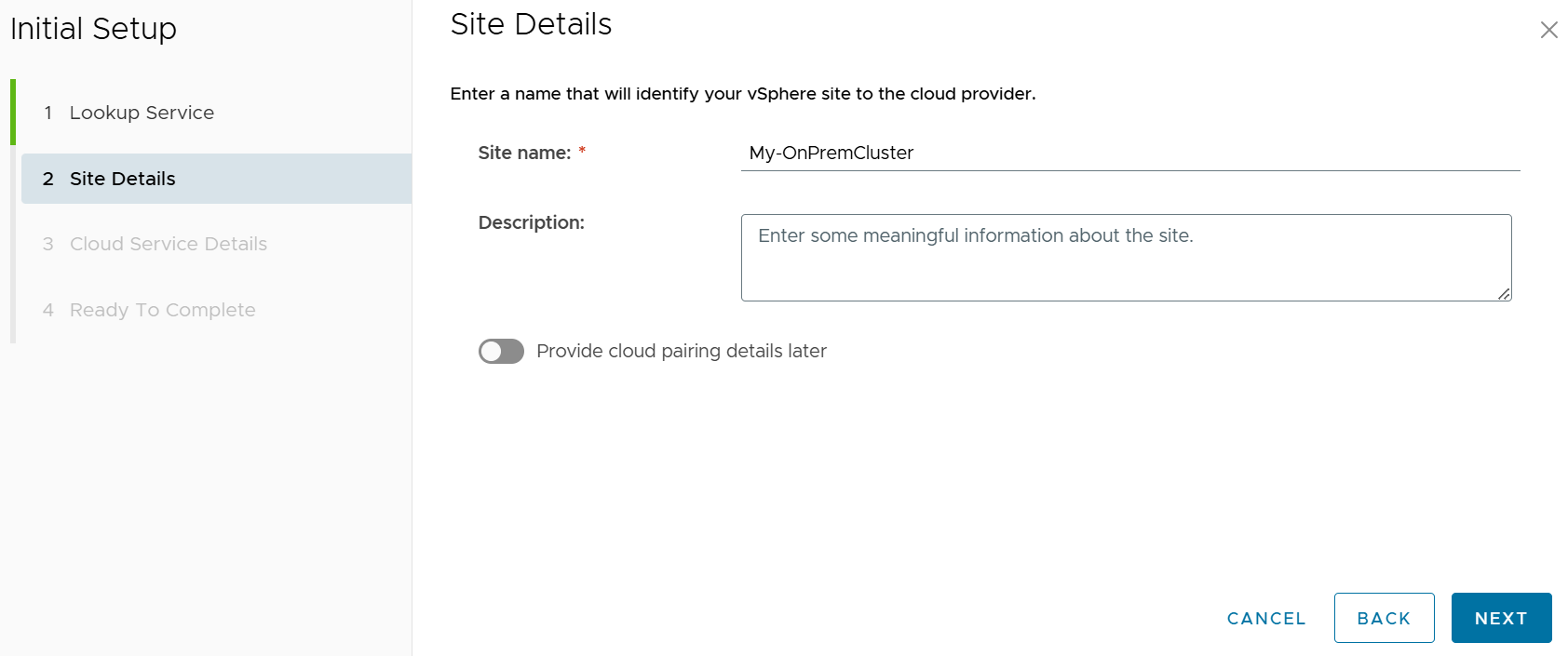 Namensvergabe für den On-Premises-Cluster