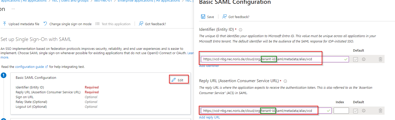 SAML-Konfiguration in der Enterprise-App, Schritt 1