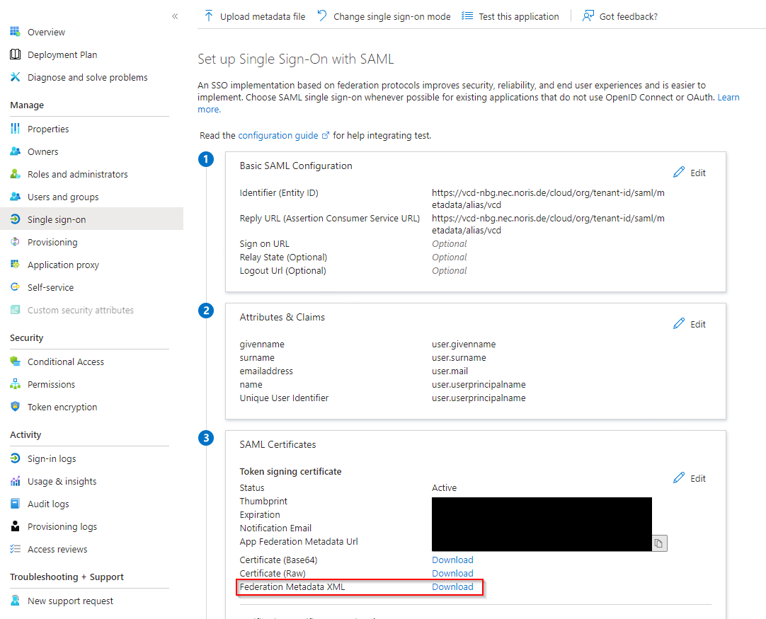 Metadaten aus der Entra-Enterprise-App herunterladen
