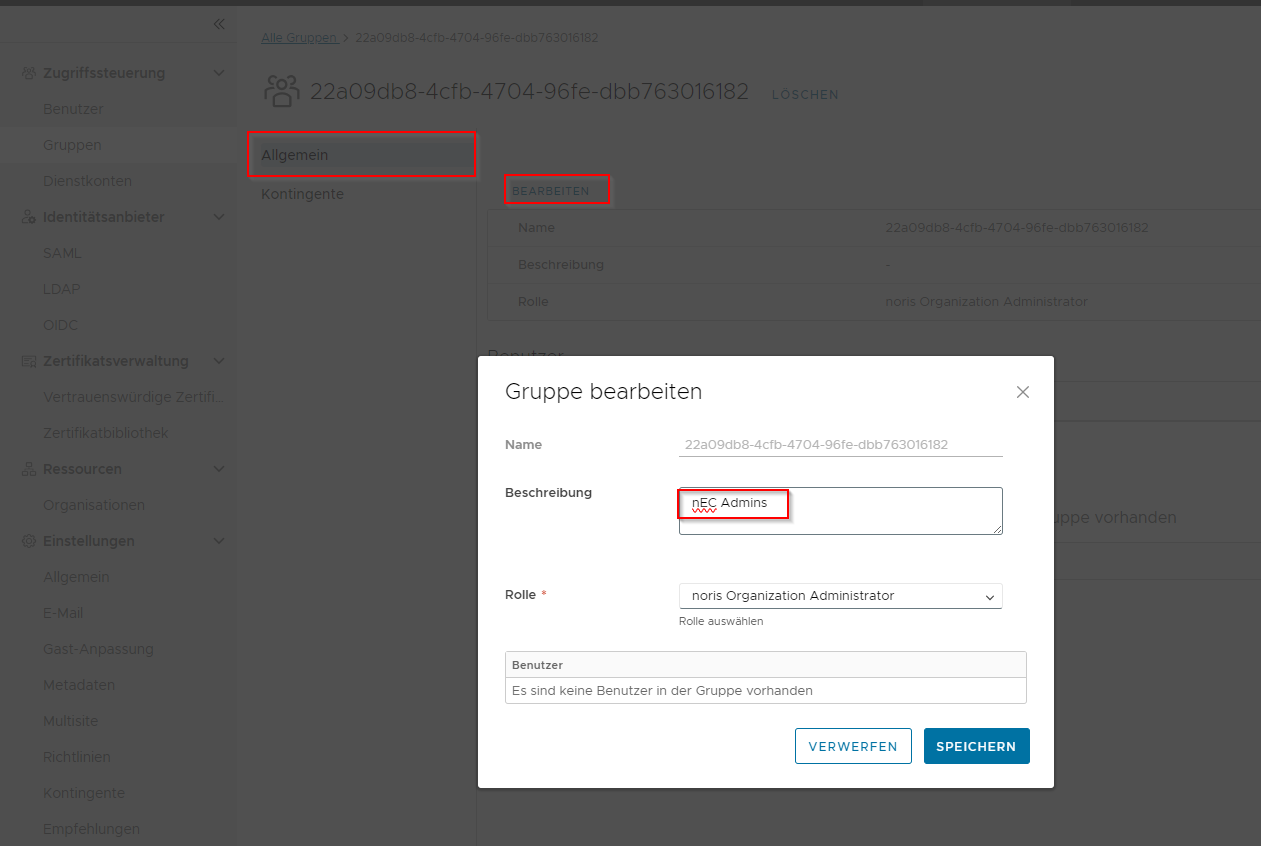 Gruppenname in der Beschreibung hinterlegen