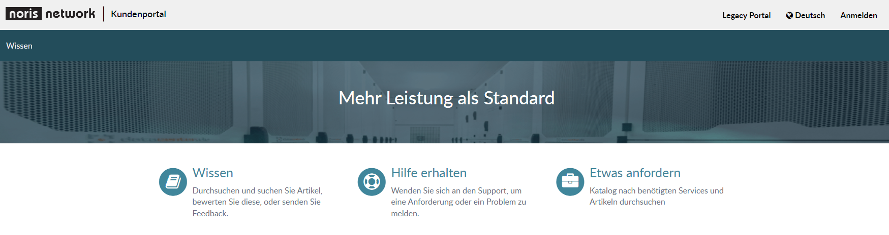Landing Page des Kundenportals