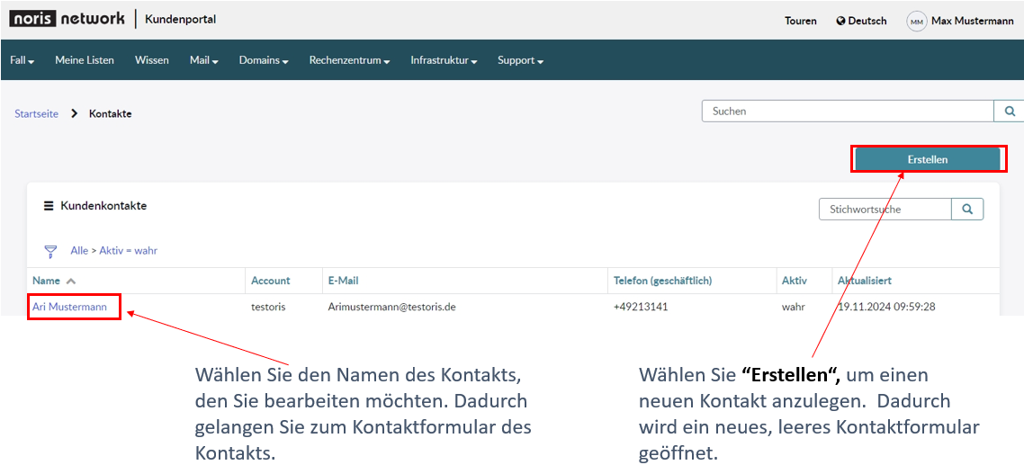 Kontakte erstellen oder bearbeiten
