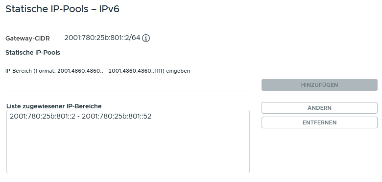 IPv6-Pool angeben