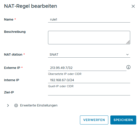 Beispiel einer NAT-Regel