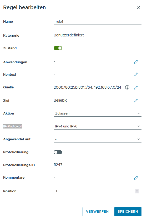 Beispiel einer Firewall-Regel
