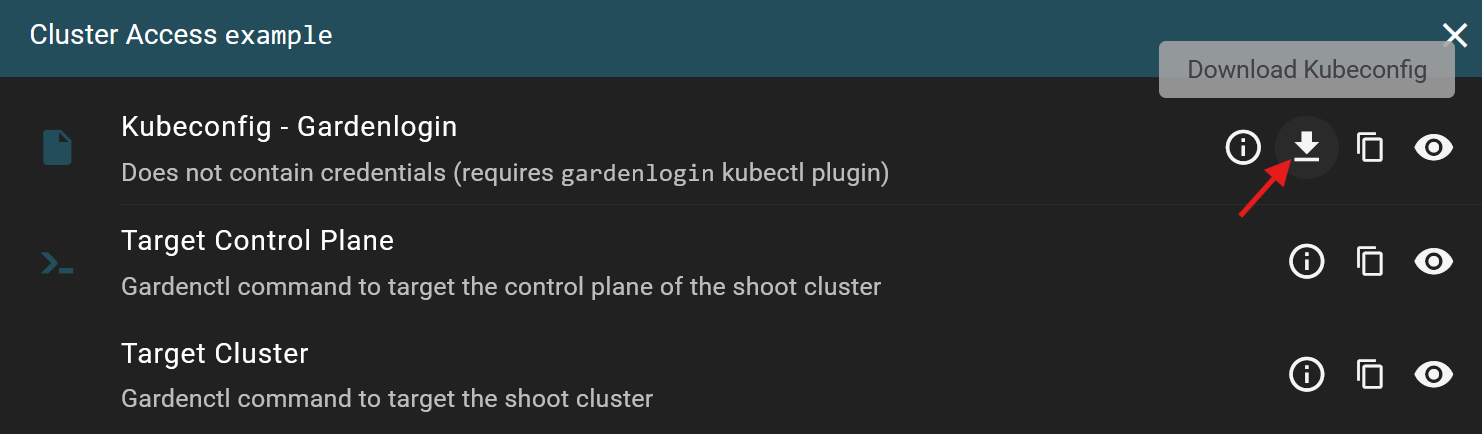 Kubeconfig herunterladen